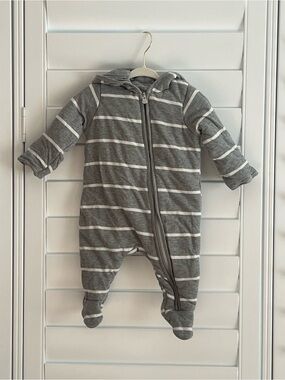 Burt's Bees Grey Striped Hooded Bunting Suit